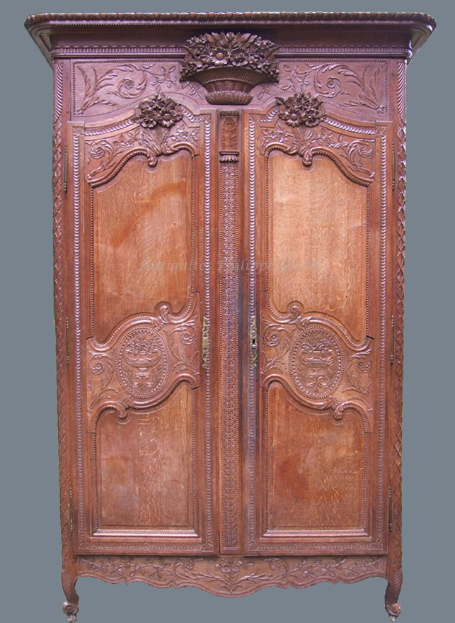 Armoire normande de mariage dieppoise en chne moulur et sculpt 